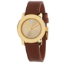 Movado Bold Gold Dial Brown Leather Women's Watch 3600437