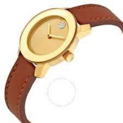 Movado Bold Gold Dial Brown Leather Women's Watch 3600437