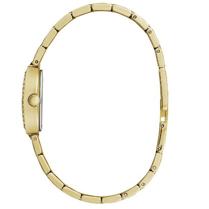 Caravelle Women's Crystal Accent Gold Tone Watch with Black Mother of Pearl Dial