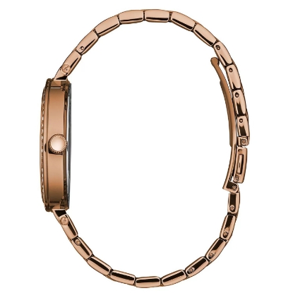 Caravelle Women's Rose Gold Crystal Watch with Mother of Pearl Dial