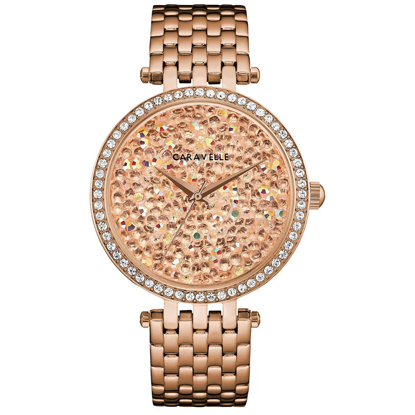 Caravelle Women's Rose Gold Crystal Dial Watch