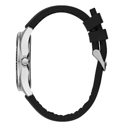 Caravelle Men's Stainless Steel Watch with Black Silicone Strap