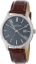 Caravelle Men's Brown Leather Strap Watch with Grey Dial