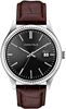 Caravelle Men's Brown Leather Strap Watch with Grey Dial