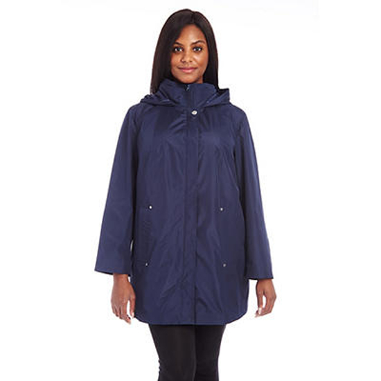 Jones New York Women's Plus Size Hooded Rain Jacket