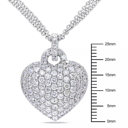 3.47 CT. Created White Sapphire Heart Pendant in Sterling Silver