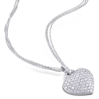 3.47 CT. Created White Sapphire Heart Pendant in Sterling Silver