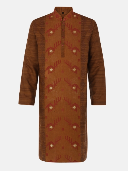 Picture of Brown Printed Jamdani Cotton Panjabi