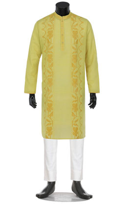 Picture of Yellow Mustard Jamdani Panjabi