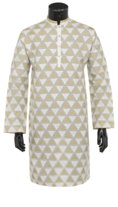 Picture of Ivory Appliquéd Mixed Muslin Panjabi