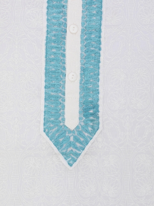 Picture of White Printed and Embroidered Addi Cotton Panjabi