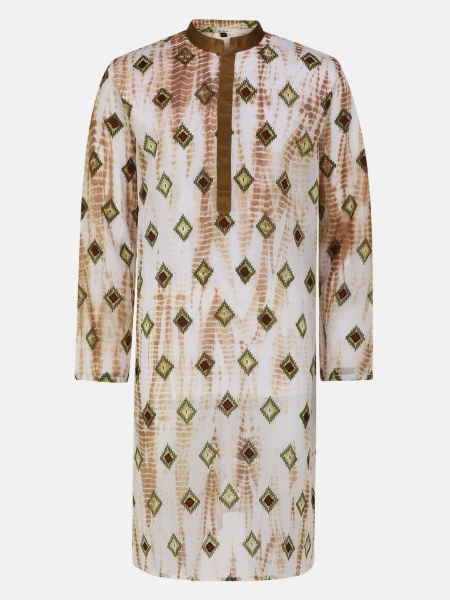 Picture of Brown Tie-Dyed and Appliqued Addi Cotton Panjabi