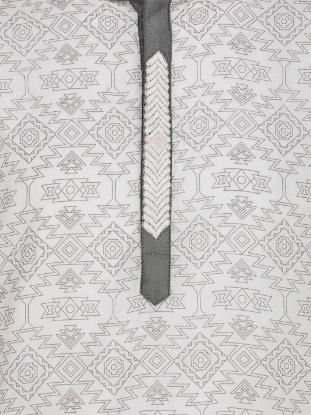 Picture of White Printed and Erri Embroidered Addi Cotton Panjabi