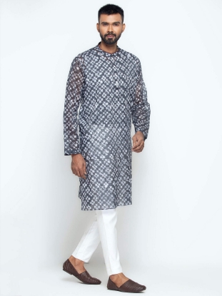 Picture of Grey Wax Dyed Addi Cotton Panjabi