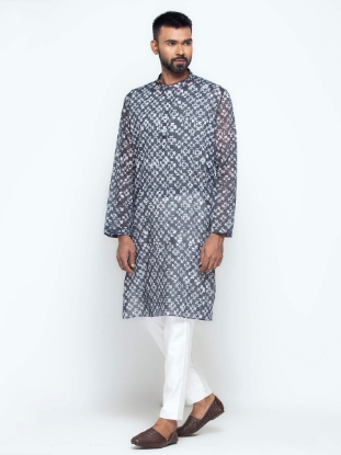 Picture of Grey Wax Dyed Addi Cotton Panjabi