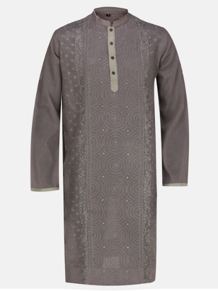 Picture of Grey Embroidered Addi Cotton Panjabi
