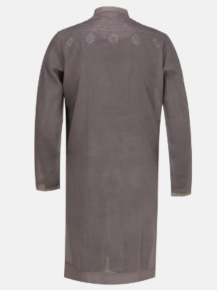 Picture of Grey Embroidered Addi Cotton Panjabi