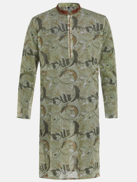 Picture of Sage Green Printed and Embroidered Addi Cotton Panjabi