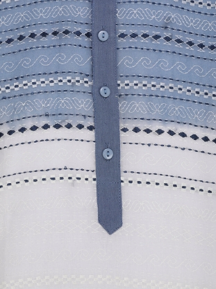 Picture of White Dyed Printed and Embroidered Addi Cotton Panjabi