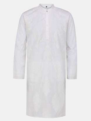 Picture of White Printed and Embroidered Addi Cotton Panjabi