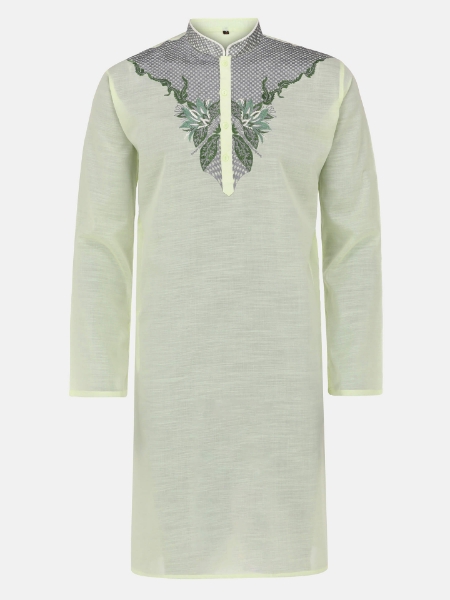 Picture of Pastel Green Embroidered Addi Cotton Panjabi