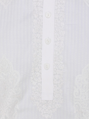 Picture of White Embroidered and Printed Addi Cotton Panjabi