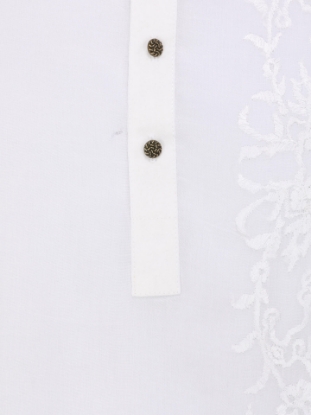 Picture of White Ombre Dyed and Embroidered Addi Cotton Panjabi