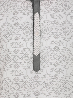 Picture of White Printed and Embroidered Addi Cotton Panjabi