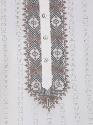Picture of White Printed and Embroidered Addi Cotton Panjabi