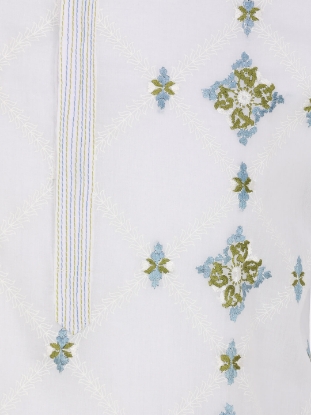 Picture of White Printed and Embroidered Addi Cotton Panjabi