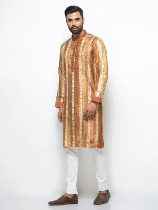 Picture of Olive Tie-Dyed Silk Panjabi