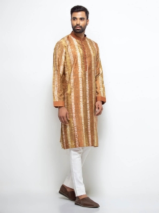 Picture of Olive Tie-Dyed Silk Panjabi