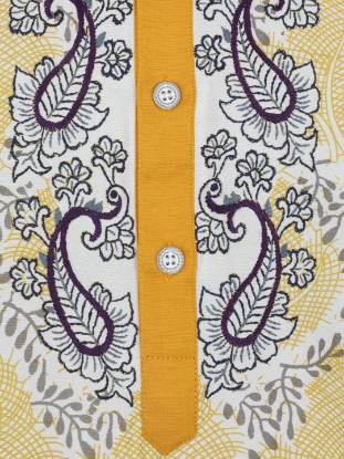 Picture of White Printed and Embroidered Joysree Silk Panjabi