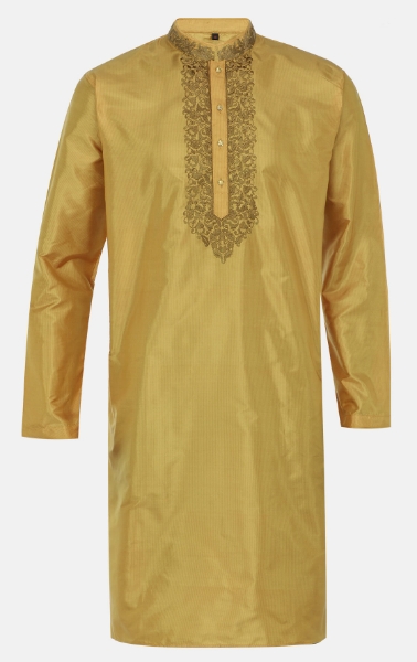 Picture of Mustard Embroidered Silk Panjabi
