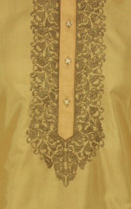 Picture of Mustard Embroidered Silk Panjabi