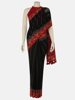 Picture of Black Appliqued and Embroidered Muslin Saree