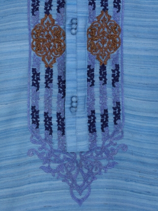 Picture of Blue Embroidered Endi Silk Panjabi