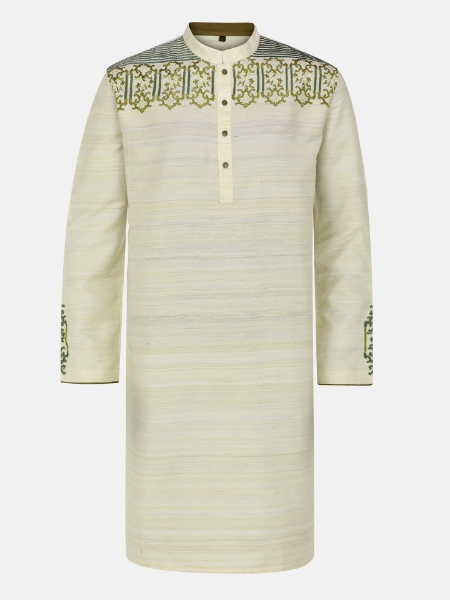 Picture of Ecru Embroidered Endi Silk Panjabi
