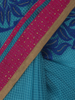 Picture of Ocean Blue Appliqued and Embroidered Muslin Cota Saree