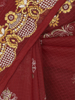 Picture of Red Printed and Embroidered Kota Muslin Saree