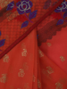 Picture of Orange Printed and Appliqued Muslin Saree