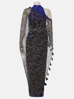 Picture of Mauve Dyed and Printed Muslin Saree