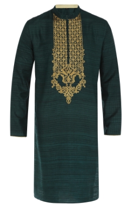 Picture of Bottle Green Embroidered Endi Silk Panjabi