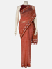 Picture of Coral Printed and Embroidered Muslin Saree
