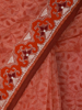 Picture of Coral Printed and Embroidered Muslin Saree