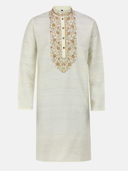 Picture of Ecru Embroidered Endi Silk Panjabi
