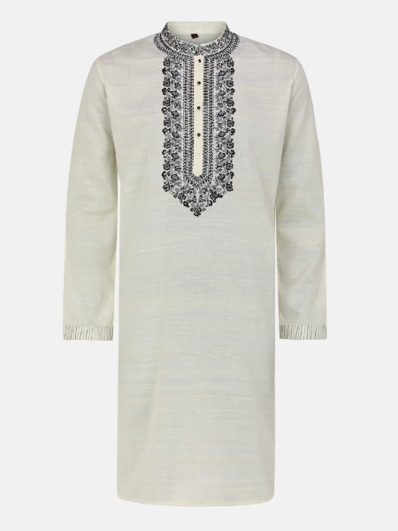 Picture of Ecru Embroidered Endi Silk Panjabi