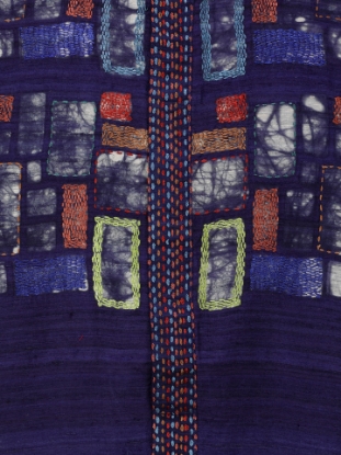 Picture of Dark Violet Embroidered and Wax Dyed Endi Silk Panjabi