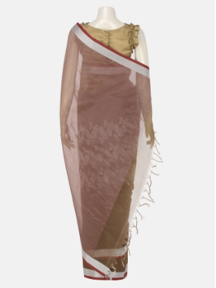 Picture of Brown Tangail Muslin Baluchari Saree