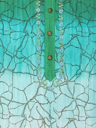 Picture of Green Printed Embroidered and Ombre Dyed Viscose-Cotton Panjabi